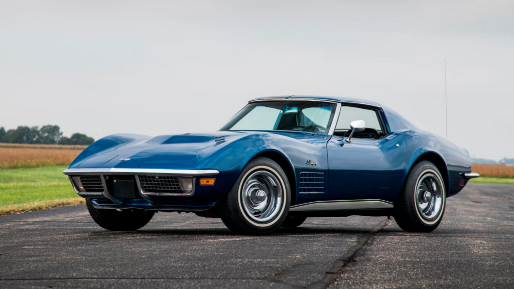 1971 Blue Corvette parked on the road