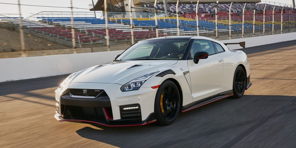 white 2021 Nissan GT-R racing