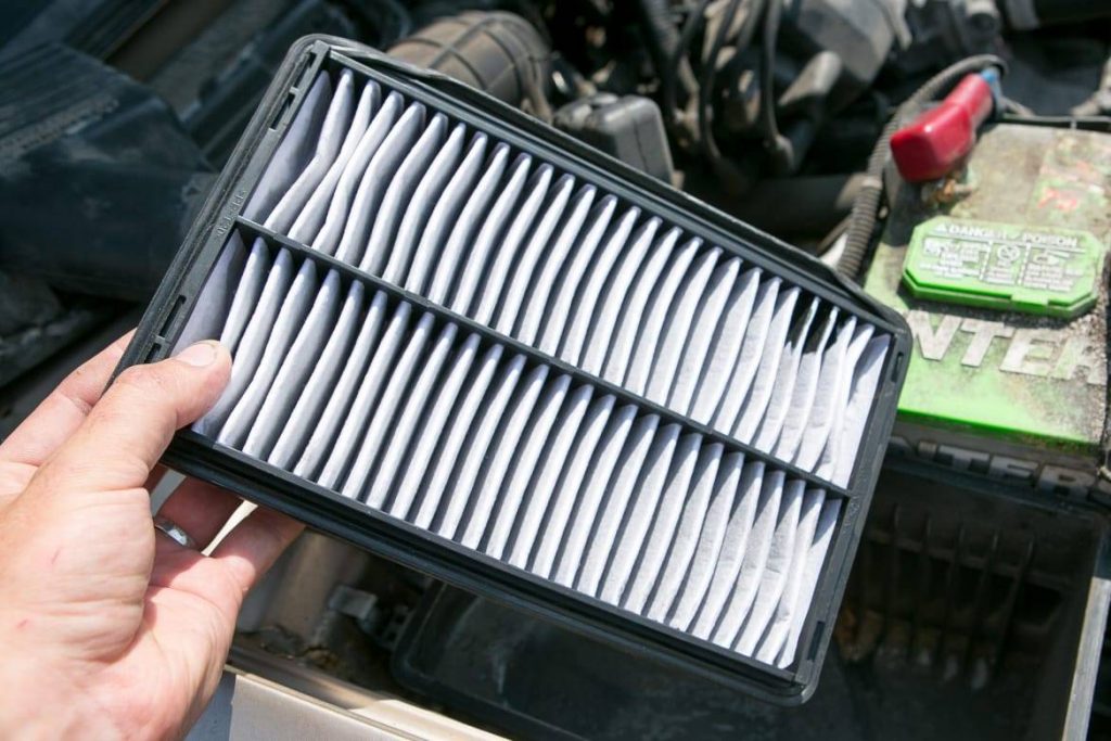 Person holding car air filter